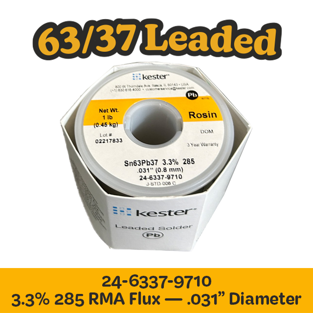 Solder Wire: Kester .031" 24-6337-9710 Sn63Pb37 3.3%/285