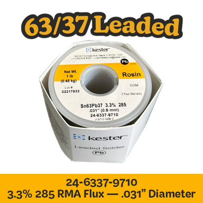 Solder Wire: Kester .031" 24-6337-9710 Sn63Pb37 3.3%/285