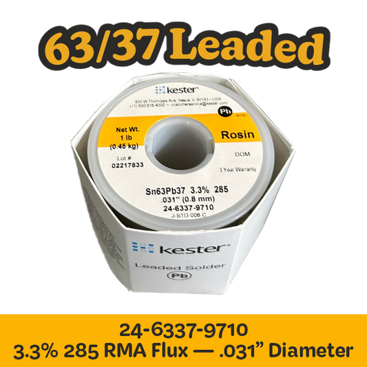 Solder Wire: Kester .031" 24-6337-9710 Sn63Pb37 3.3%/285
