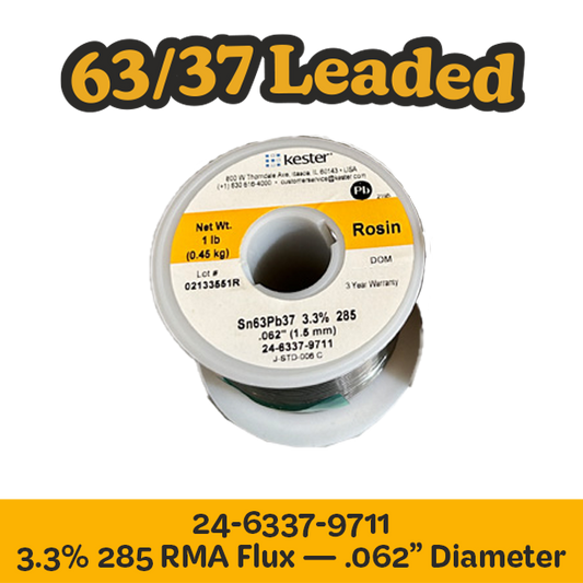 Solder Wire: Kester .062" 24-6337-9711 Sn63Pb37  3.3%/285