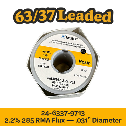 Solder Wire: Kester .031" 24-6337-9713 Sn63Pb37 2.2%/285