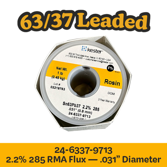 Solder Wire: Kester .031" 24-6337-9713 Sn63Pb37 2.2%/285