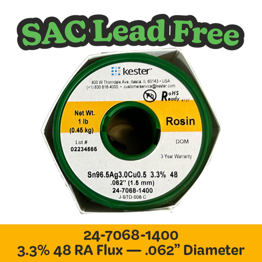 Solder Wire: Kester .062" 24-7068-1400 SAC 3.3%/48