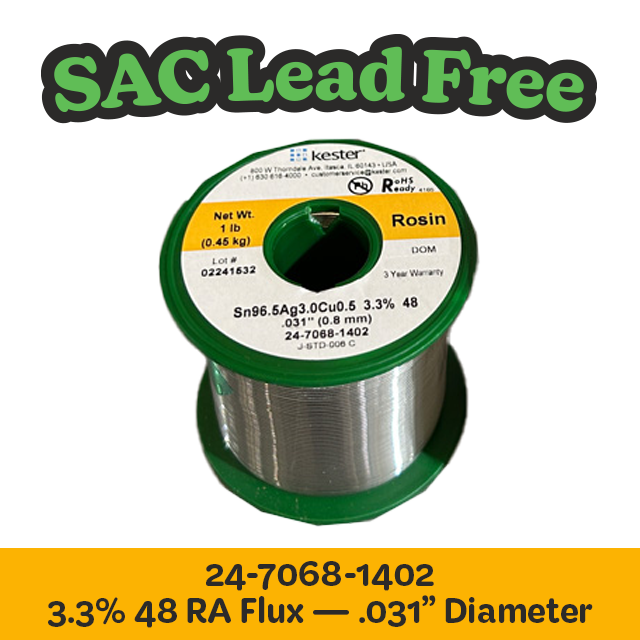 Solder Wire: Kester .031" 24-7068-1402 SAC 3.3%/48