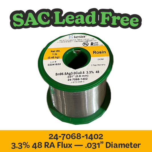 Solder Wire: Kester .031" 24-7068-1402 SAC 3.3%/48
