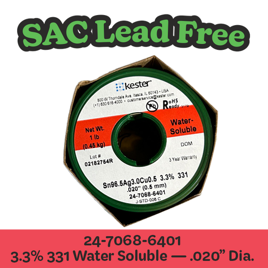 Solder Wire: Kester .020" 24-7068-6401 SAC 3.3%/331
