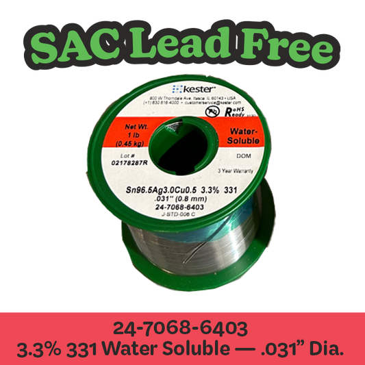 Solder Wire: Kester .031" 24-7068-6403 SAC 3.3%/331