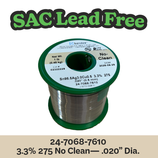 Solder Wire: Kester .020" 24-7068-7610 SAC 3.3%/275