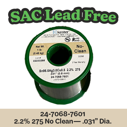 Solder Wire: Kester .031" 24-7068-7601 SAC 2.2%/275