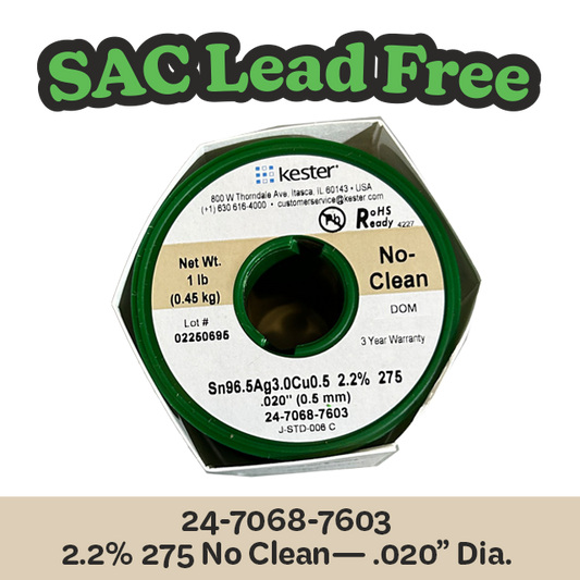 Solder Wire: Kester .020" 24-7068-7603 SAC 2.2%/275