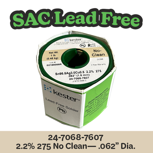 Solder Wire: Kester .062" 24-7068-7607 SAC 2.2%/275