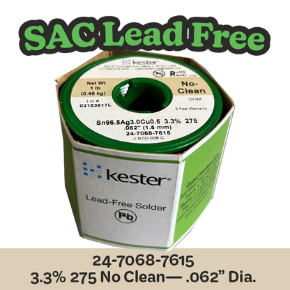 Solder Wire: Kester .062" 24-7068-7615 SAC 3.3%/275