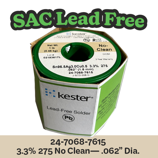 Solder Wire: Kester .062" 24-7068-7615 SAC 3.3%/275