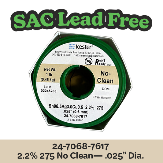 Solder Wire: Kester .025" 24-7068-7617 SAC 2.2%/275