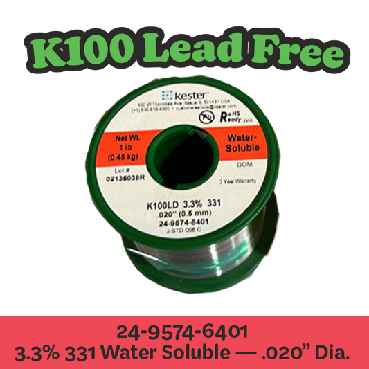 Solder Wire: Kester .020" 24-9574-6401 K100LD  3.3%/331