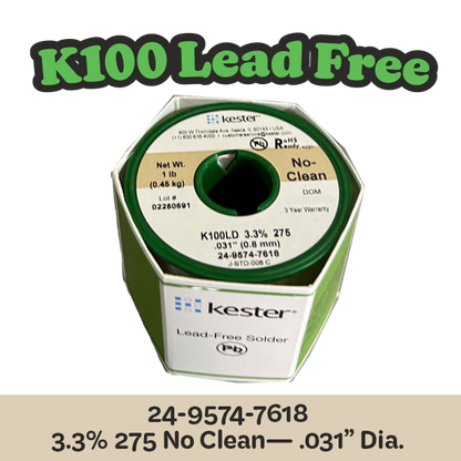 .031" K100 No Clean Flux Core + No Clean Flux Remover