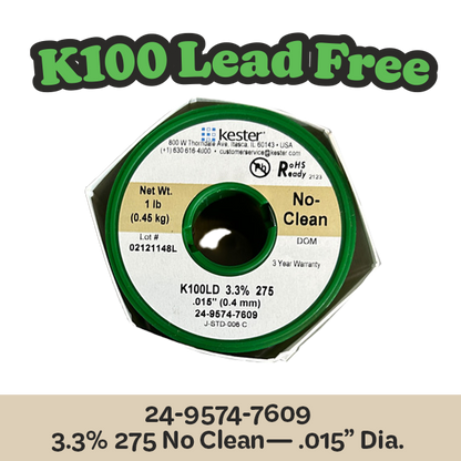 Solder Wire: Kester .015"24-9574-7609 K100LD  3.3%/275