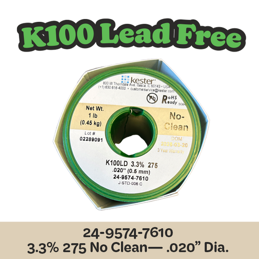 Solder Wire: Kester .020"24-9574-7610 K100LD  3.3%/275