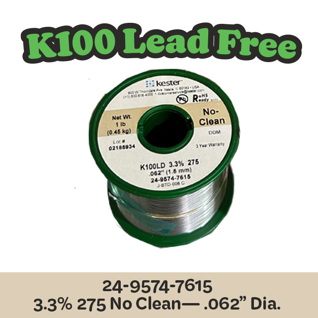 Solder Wire: Kester .062" 24-9574-7615 K100LD 3.3%/275