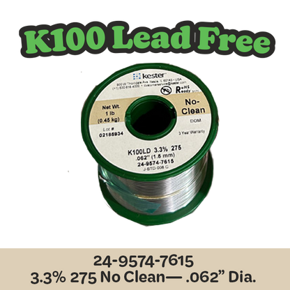Solder Wire: Kester .062" 24-9574-7615 K100LD 3.3%/275