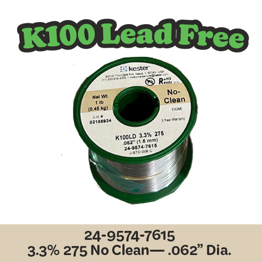 Solder Wire: Kester .062" 24-9574-7615 K100LD 3.3%/275