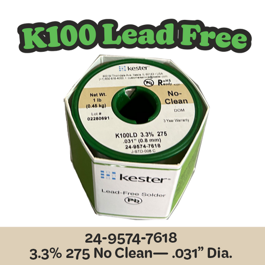 Solder Wire: Kester .031" 24-9574-7618 K100LD 3.3%/275