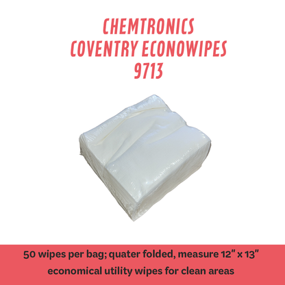Coventry Econowipes 9713 12" x 13" Nonwoven Wipes, 50/Bag
