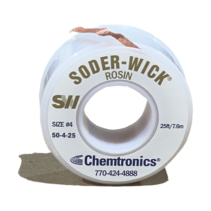 Solder Wick 50-4-25 Desoldering tool Rosin, front of spool. 