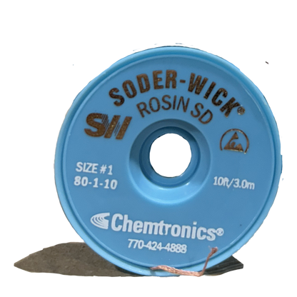 Solder Wick 80-1-10 Desoldering tool Rosin, front of spool. 