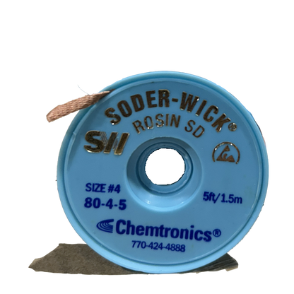 Solder Wick 80-4-5 Desoldering Braid Rosin, front of spool. 