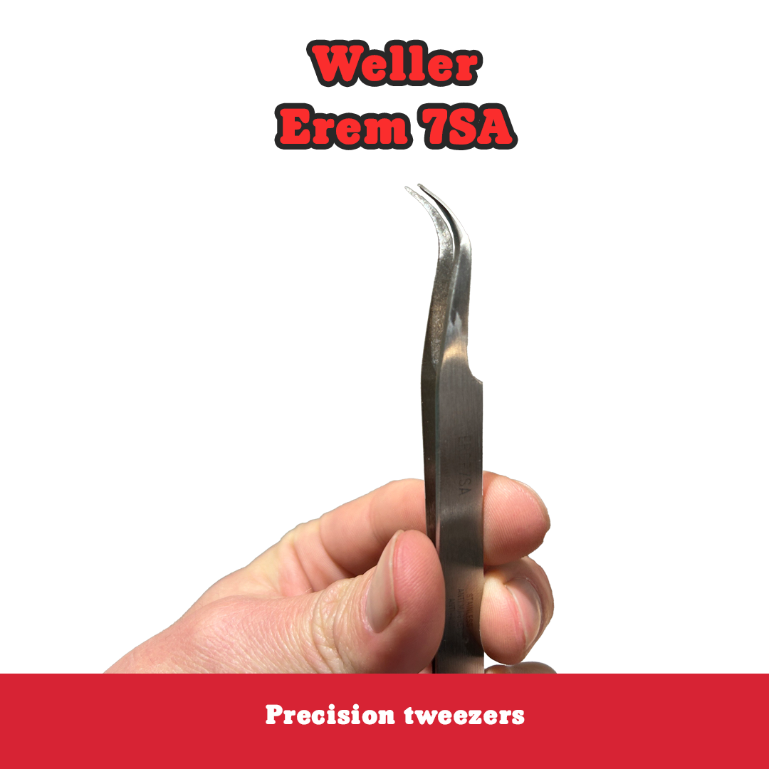 Weller EREM 7SA 4-1/2" Curved Pointed Relieved Tip Precision Tweezers