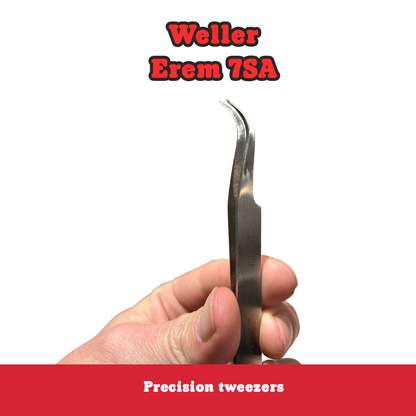 Weller EREM 7SA 4-1/2" Curved Pointed Relieved Tip Precision Tweezers