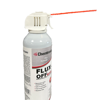 Chemtronics ES835b Flux Off flux remover spray, Front of can with straw