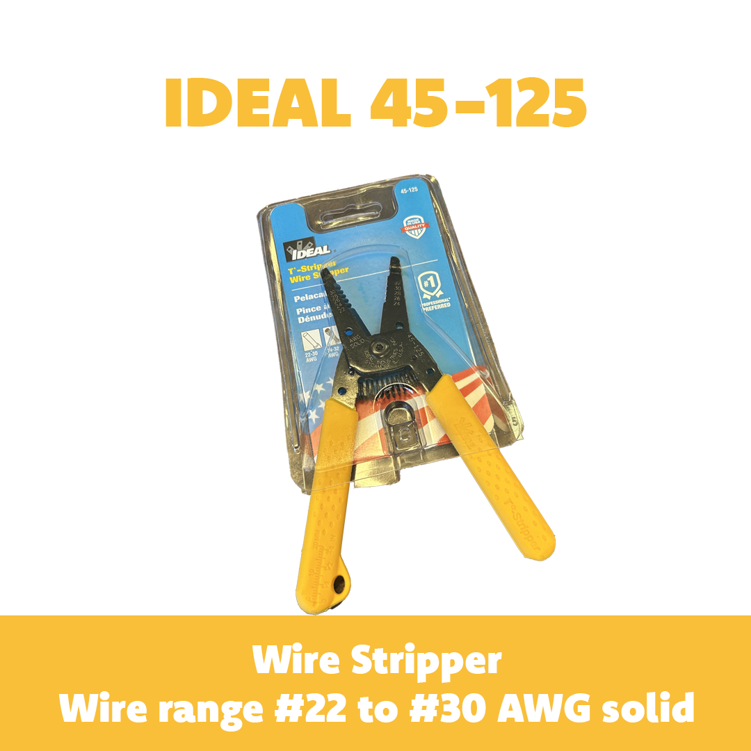 Ideal 45-125 Wire Stripper, 30-22 AWG Solid / 32-24 AWG Stranded, Straight Jaws