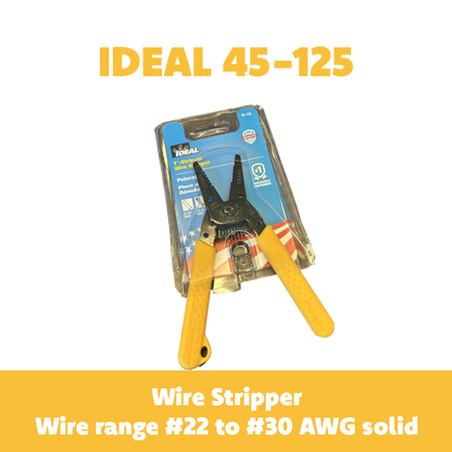 Ideal 45-125 Wire Stripper, 30-22 AWG Solid / 32-24 AWG Stranded, Straight Jaws