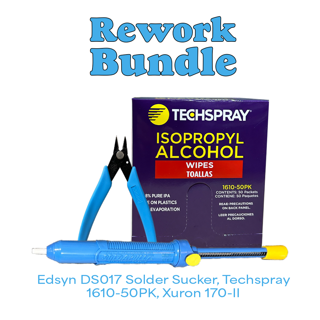 Rework Bundle - Edsyn DS017 Solder Sucker, Techspray 1610-50PK, Xuron 170-II
