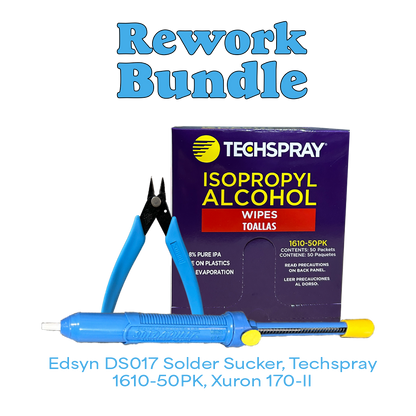 Rework Bundle - Edsyn DS017 Solder Sucker, Techspray 1610-50PK, Xuron 170-II