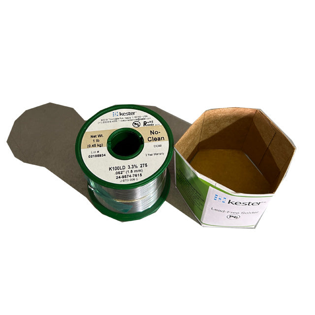 Kester K100LD (99.3% Tin .7% Cu) 24-9574-7615 Lead Free Solder Wire, top of spool out of package