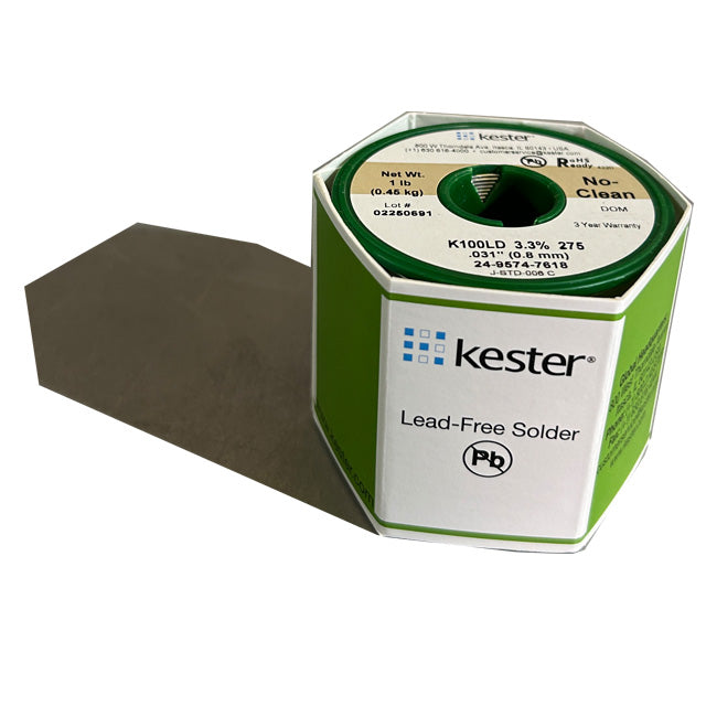 Kester K100LD (99.3% Tin .7% Cu) 24-9574-7615 Lead Free Solder Wire, front of spool
