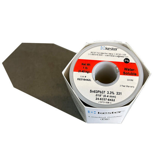 Kester 24-6337-6422 Sn63Pb37 water Soluble Solder Wire, top of spool