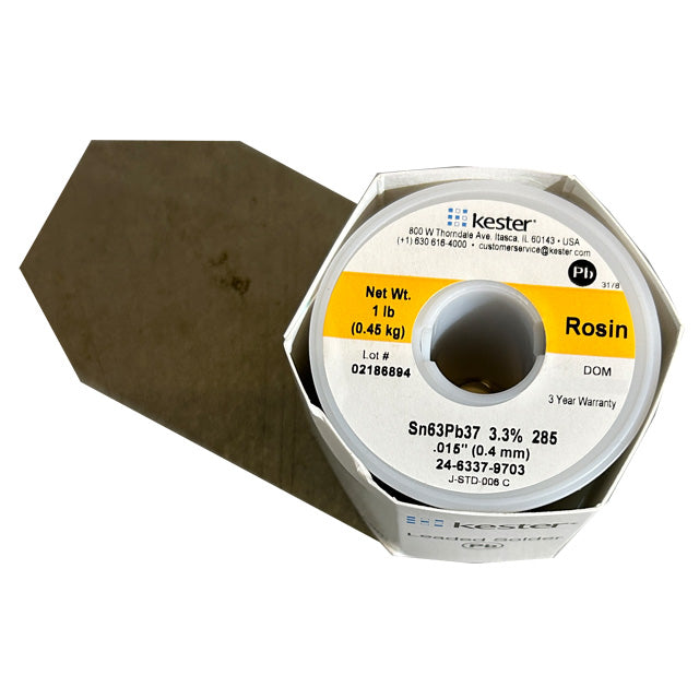 Kester 24-6337-9703 Sn63Pb37 Rosin Solder Wire, top of spool