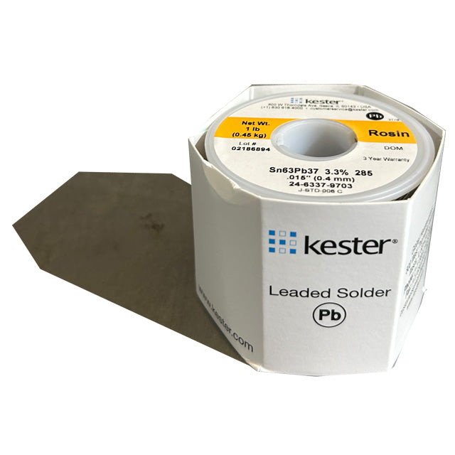 Kester 24-6337-9703 Sn63Pb37 Rosin Solder Wire, front of spool