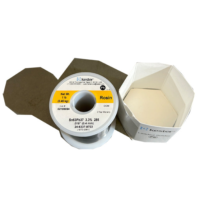 Kester 24-6337-9703 Sn63Pb37 Rosin Solder Wire, top of spool out of package