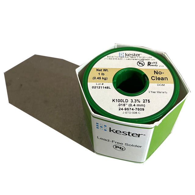 Kester K100LD (99.3% Tin .7% Cu) 24-9574-7609 Lead Free Solder Wire, top of spool