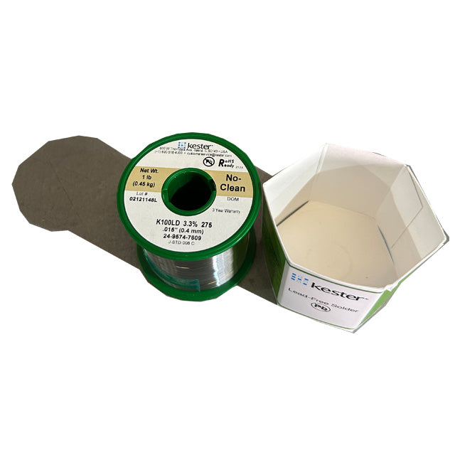 Kester K100LD (99.3% Tin .7% Cu) 24-9574-7609 Lead Free Solder Wire, top of spool out of package