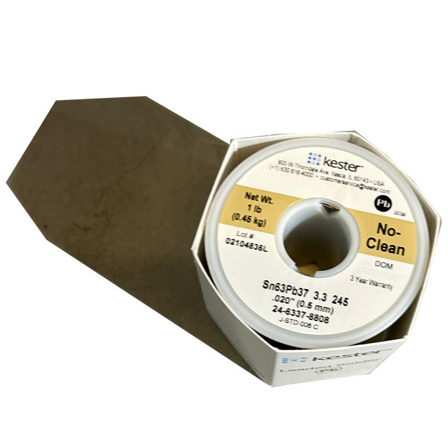 Kester 24-6337-8808 Sn63Pb37 No-Clean Solder Wire, top of spool