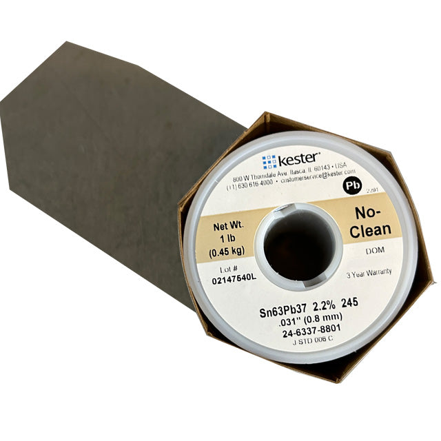 Kester 24-6337-8801 Sn63Pb37 No-Clean Solder Wire, top of spool