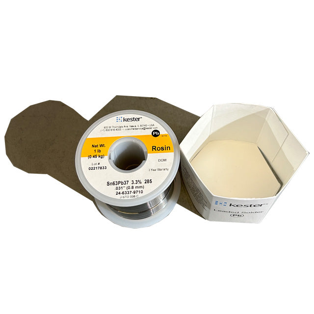 Kester 24-6337-9710 Sn63Pb37 Rosin Solder Wire, top of spool out of package
