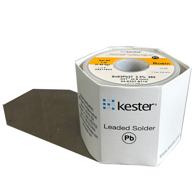 Kester 24-6337-9710 Sn63Pb37 Rosin Solder Wire, front of spool