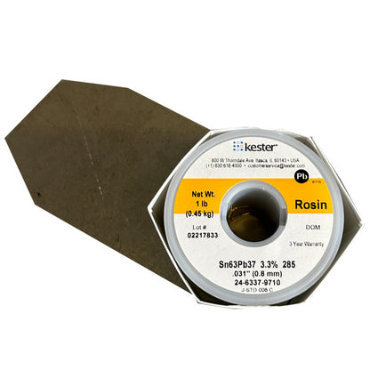 Kester 24-6337-9710 Sn63Pb37 Rosin Solder Wire, top of spool